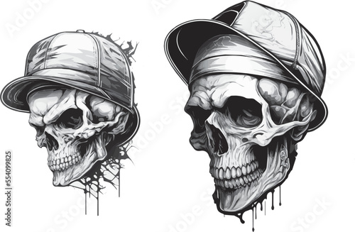 hip hop skull with a hat
