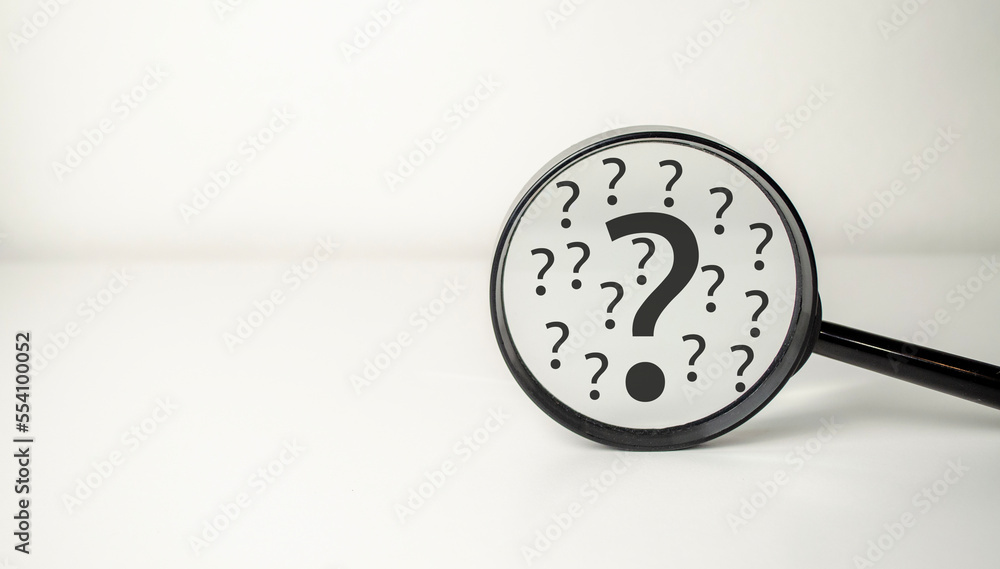 Magnifying glass and question mark sign icon. Problems and root cause ...