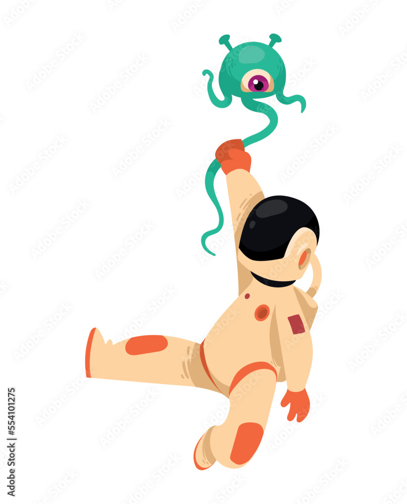 Naklejka premium astronaut with alien green