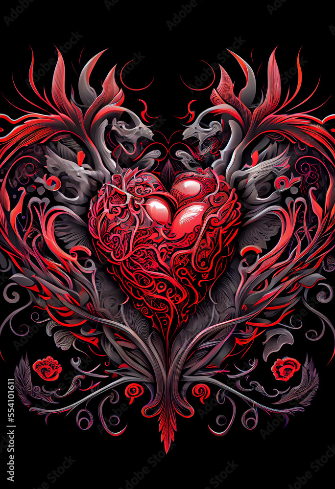 Intricate Heart Shaped Design. Generative ai