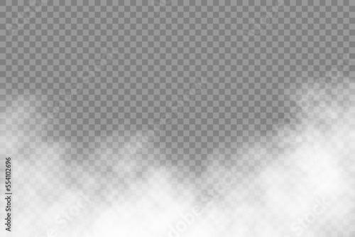 White vector cloudiness ,fog or smoke on checkered background.Cloudy sky or smog over the city.Vector illustration.