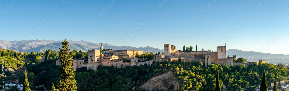 View of the Alhambra in sunny day on sunny day in Granada (Spain)