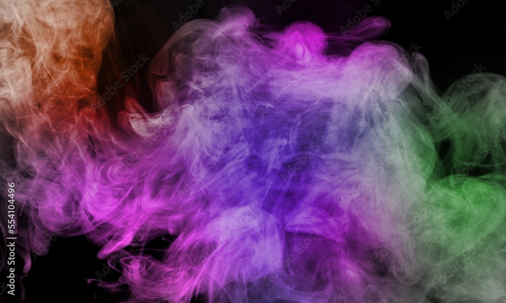 Abstract Atmospheric Colored Smoke on Black Background. Abstract Atmospheric Colored Smoke on Black Background.