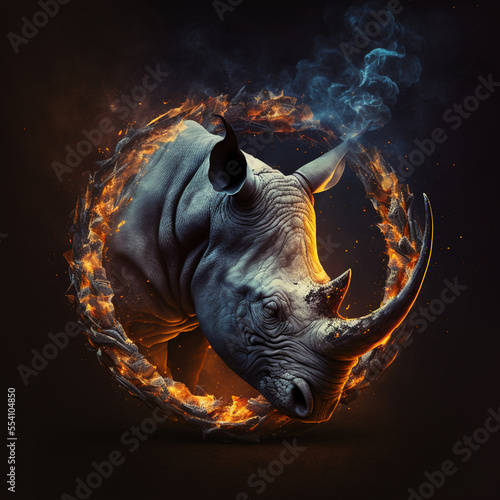 rhino in fire