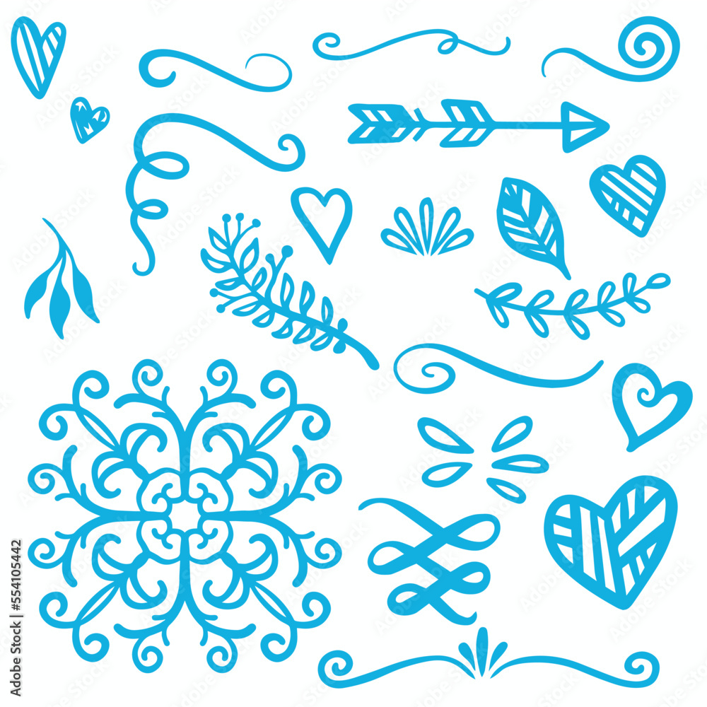Blue Swirls and Swooshes Vector Accent Line Work Blue Swirls and Swooshes Vector Accent Line Work
