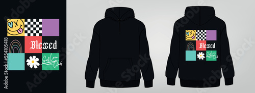 black hoodie art design, grid