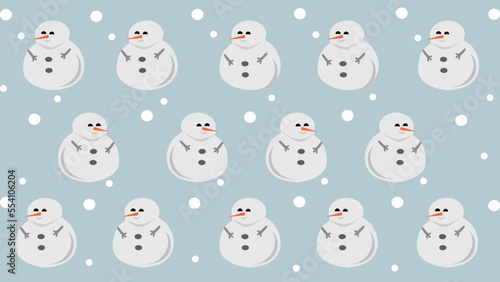 Christmas card with snowman and snow as a background