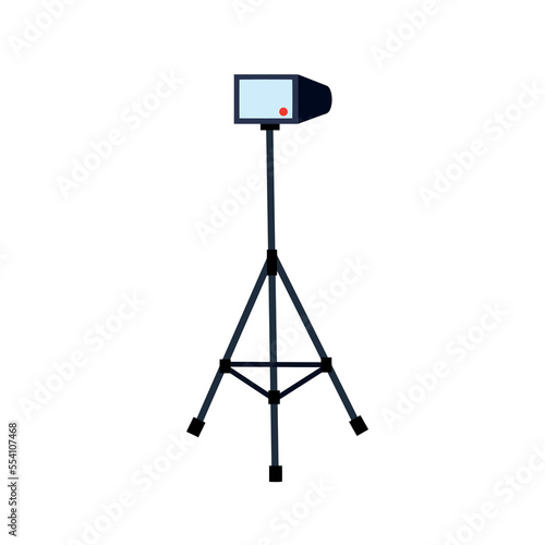 Video camera on tripod. Professional photography. Photo equipment