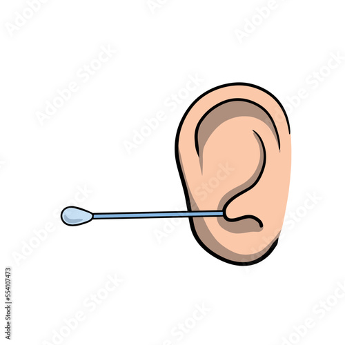 Cleaning the ears. Hygienic ear stick. Medical procedure. Hearing and health.