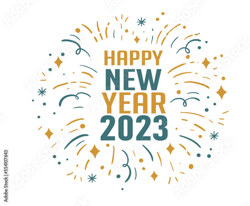 2023 Happy New Year Holiday Abstract Design Vector Illustration Green And Yellow
