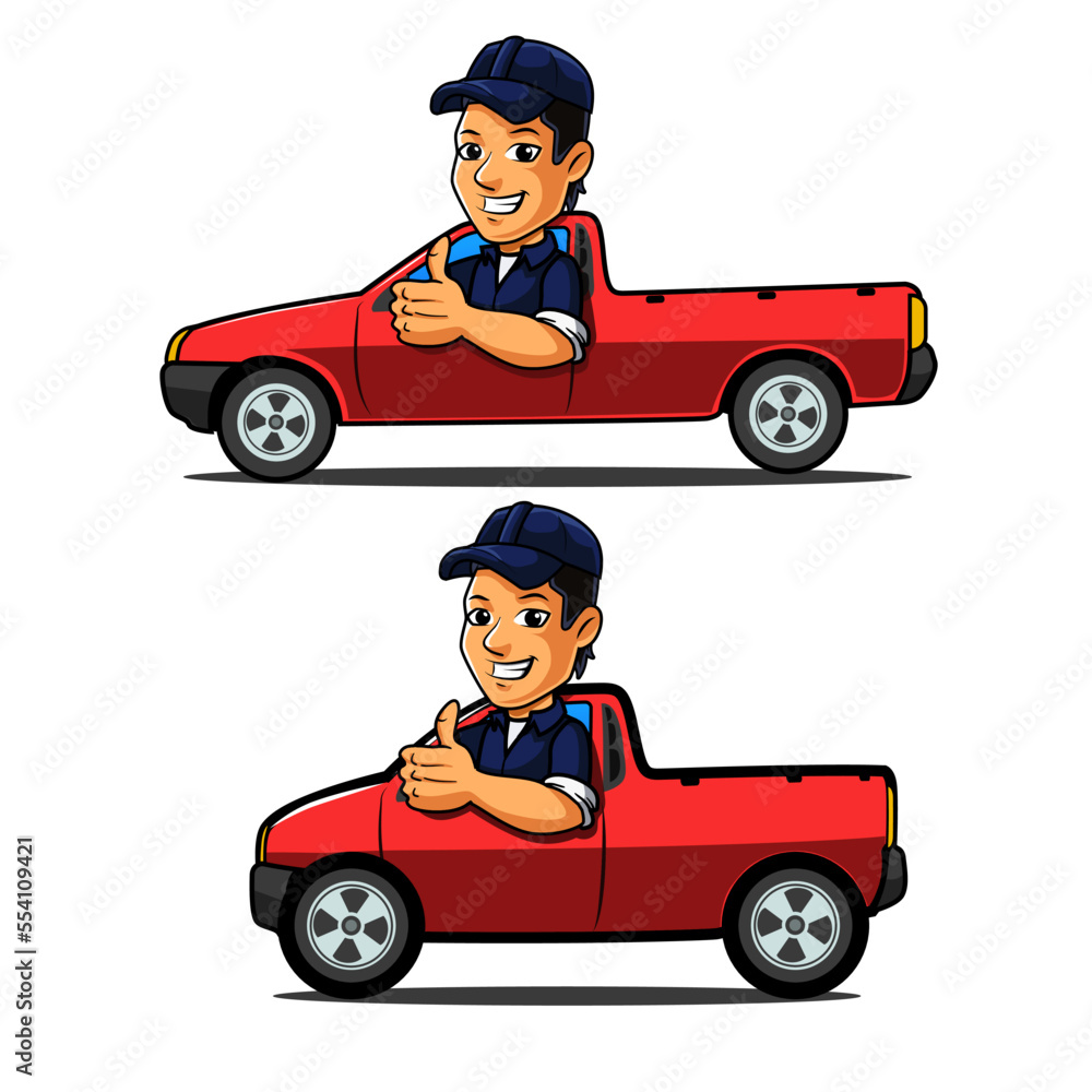 trabajador en su camioneta trabajador en su camioneta