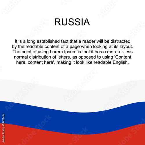Flag of Russia for banner in square white background. Russia flag with space for text. Russia square banner with flag . vector illustration eps10