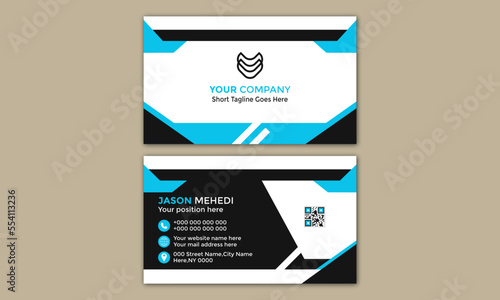  double sided business card template, modern business card design, elegant white background design, creative and clean business card design template, luxury business card, blue business card design  
