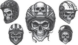 Set of biker skulls