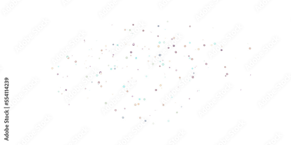 Multicolored glowing drops, stars on a transparent background. A scattering of festive colored lights, glittering confetti. PNG