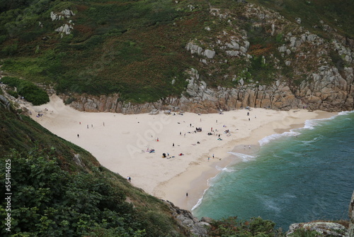 Landscape around National Trust Porthcurno at Atlantic ocean in Cornwall, England Great Britain
