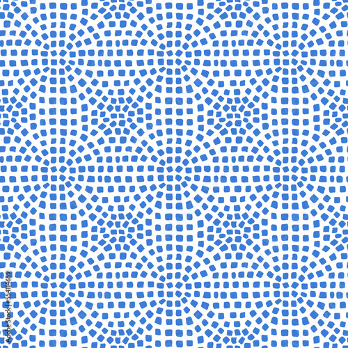 Blue and white seamless abstract pattern. Decorative tiles on the floor. Vector illustration.
