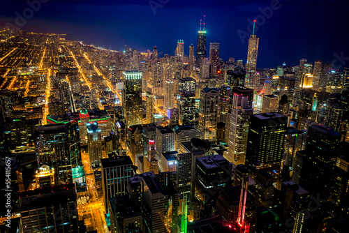 Chicago city skyline at night