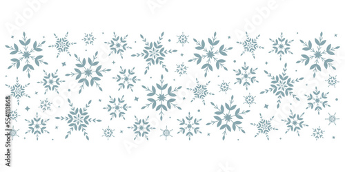 White christmas banner with blue snowflakes. 

