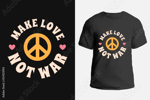 Print for clothes with a pacifical sign and the inscription Make love not war. Vector illustration for a T-shirt.