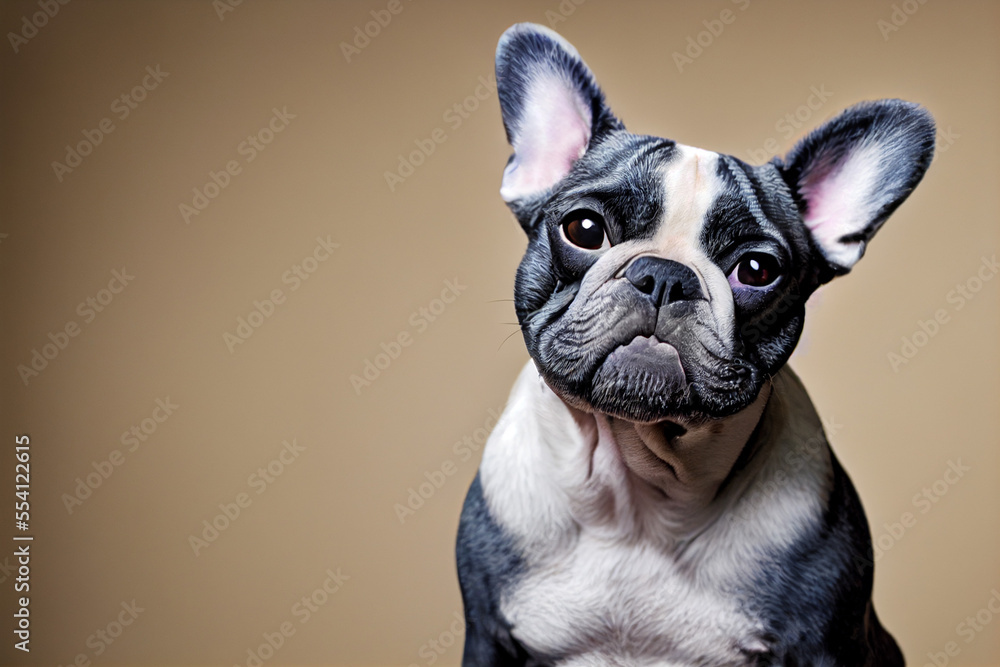 french bulldog on a brown background, generative AI