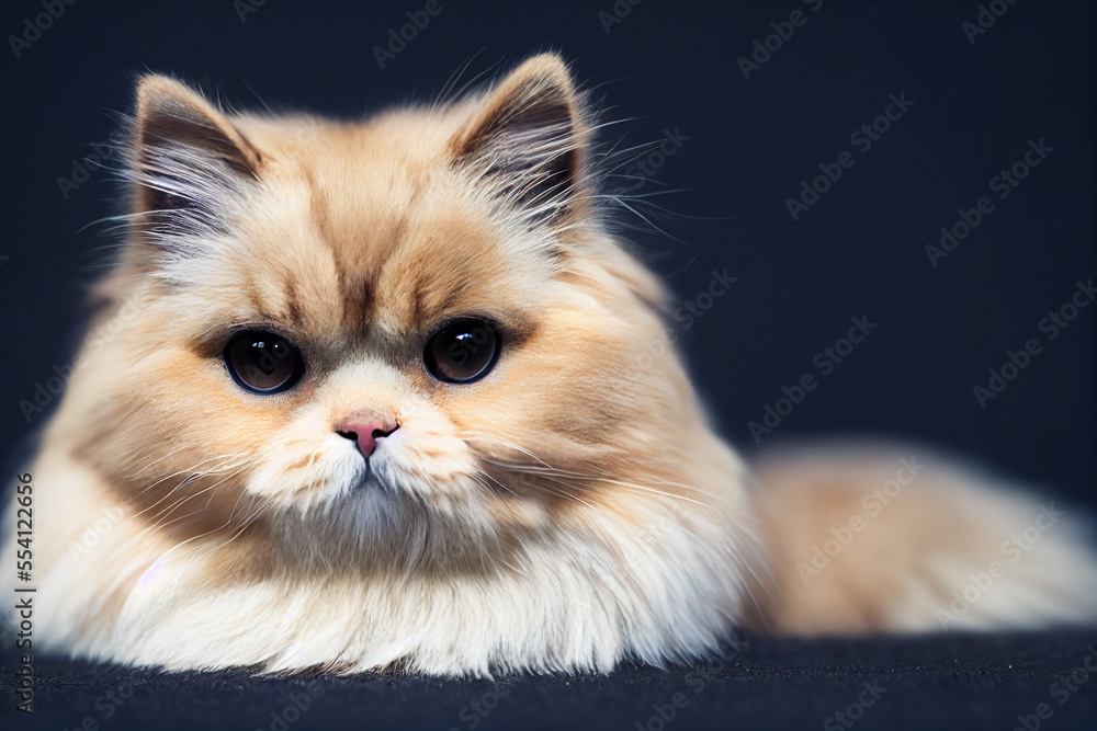 long-haired persian cat lies lazily on the floor, generative AI