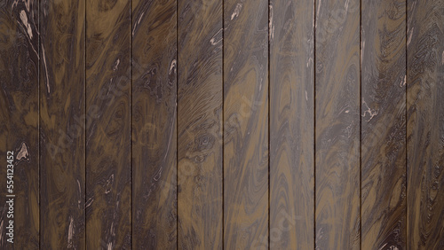 Brown varnished wooden plank boards. Dark background with old wooden texture.