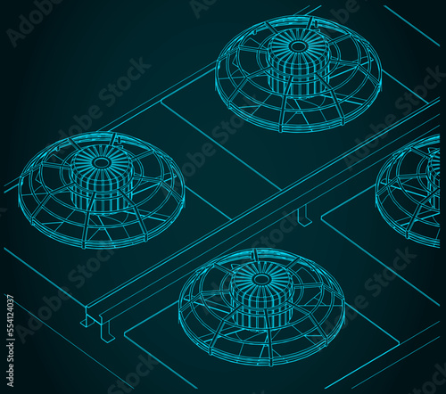 Industrial air conditioning units close-up
