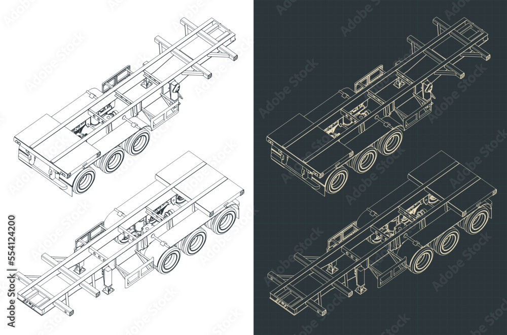 Trailer isometric blueprints Trailer isometric blueprints