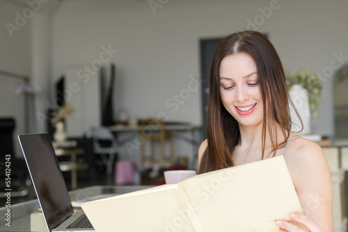 Girl smiling while at work
