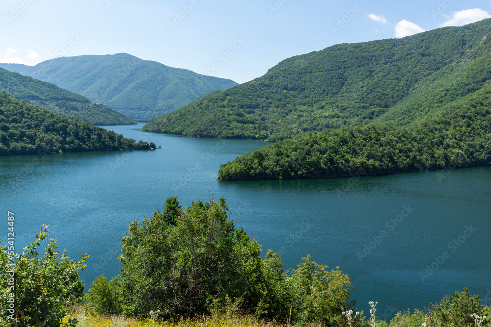 Landscape of Vacha (Antonivanovtsi) Reservoir, Bulgaria
