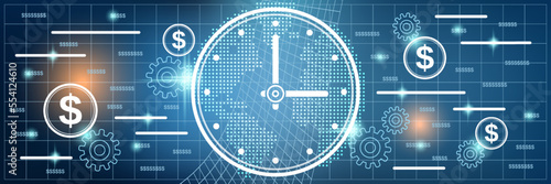 Time is money, management, business planning vector concept illustration. Web banner, header design template