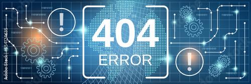 404 error page vector concept illustration. Technology style web banner, header design template