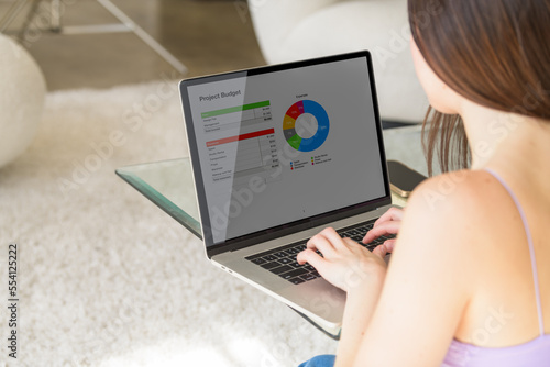 Girl working on computer chart