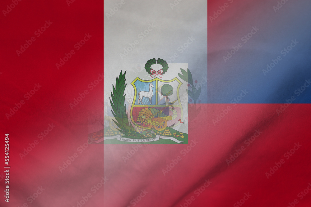 Fototapeta premium Peru and Haiti political flag international negotiation HTI PER