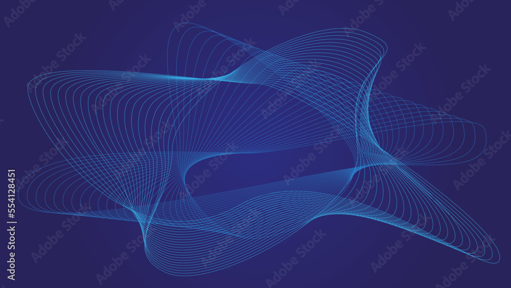 Fondo futurista abstracto azul con líneas curvas - obrazy, fototapety, plakaty 
