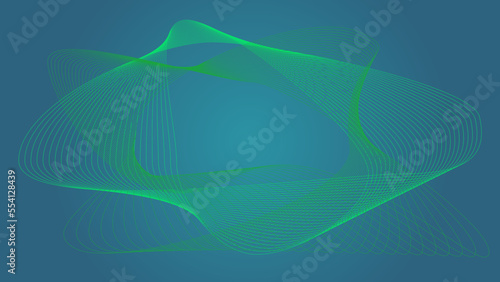 Fondo futurista abstracto verde con líneas curvas
