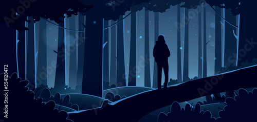 Silhouette man in forest