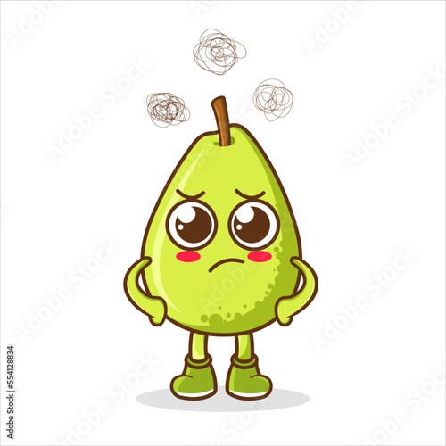 Guava Fruit cartoon mascot character with angry face