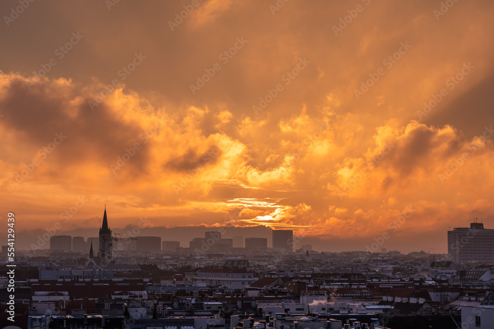Sunset over the Vienna Skyline, Austria