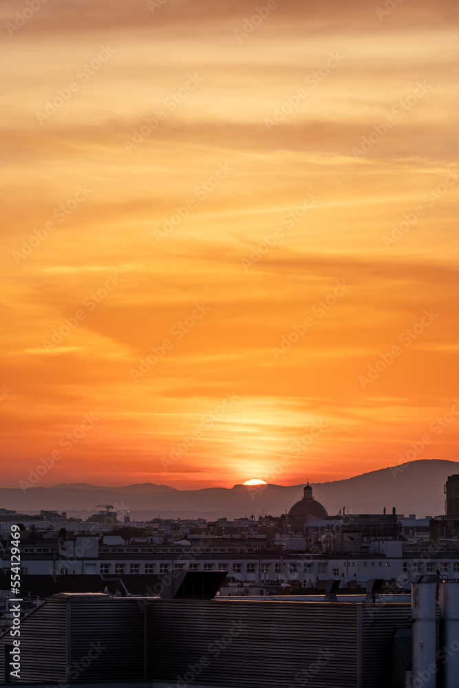 Sunset over the Vienna Skyline, Austria