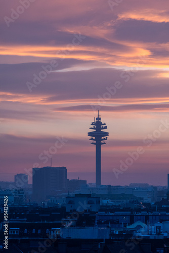 Sunset over the Signaltower in the Vienna Arsenal  Austria
