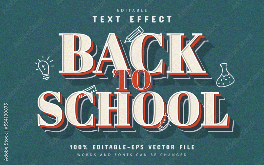 Obraz premium Back to school retro vintage style text effect