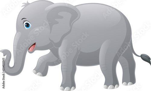 Cute elephant cartoon on white background