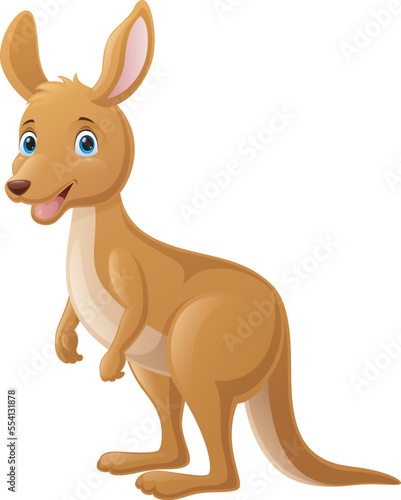 Cute kangaroo cartoon on white background