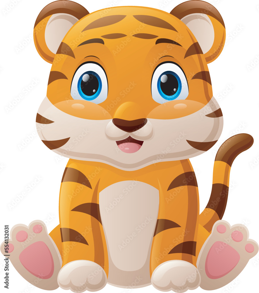 Cute baby tiger cartoon sitting Cute baby tiger cartoon sitting