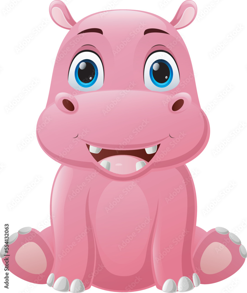 Cute baby hippo cartoon sitting Cute baby hippo cartoon sitting