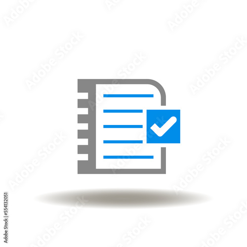 Vector illustration of checklist with check mark. Icon of compliance. Symbol of quality standard.