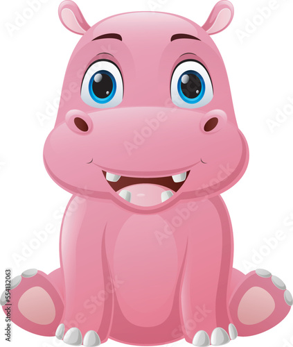 Cute baby hippo cartoon sitting