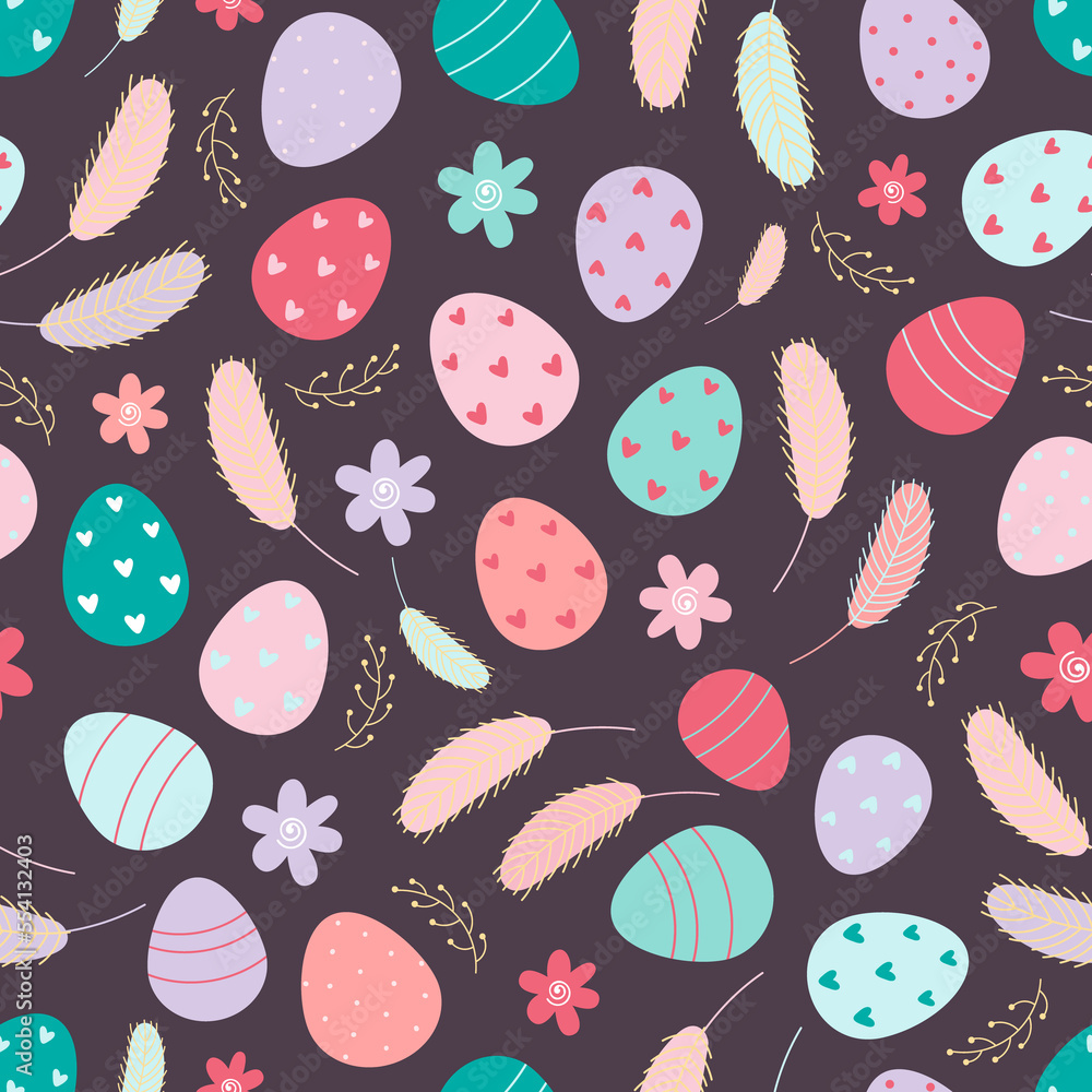 Fototapeta premium Decorated Easter eggs seamless pattern